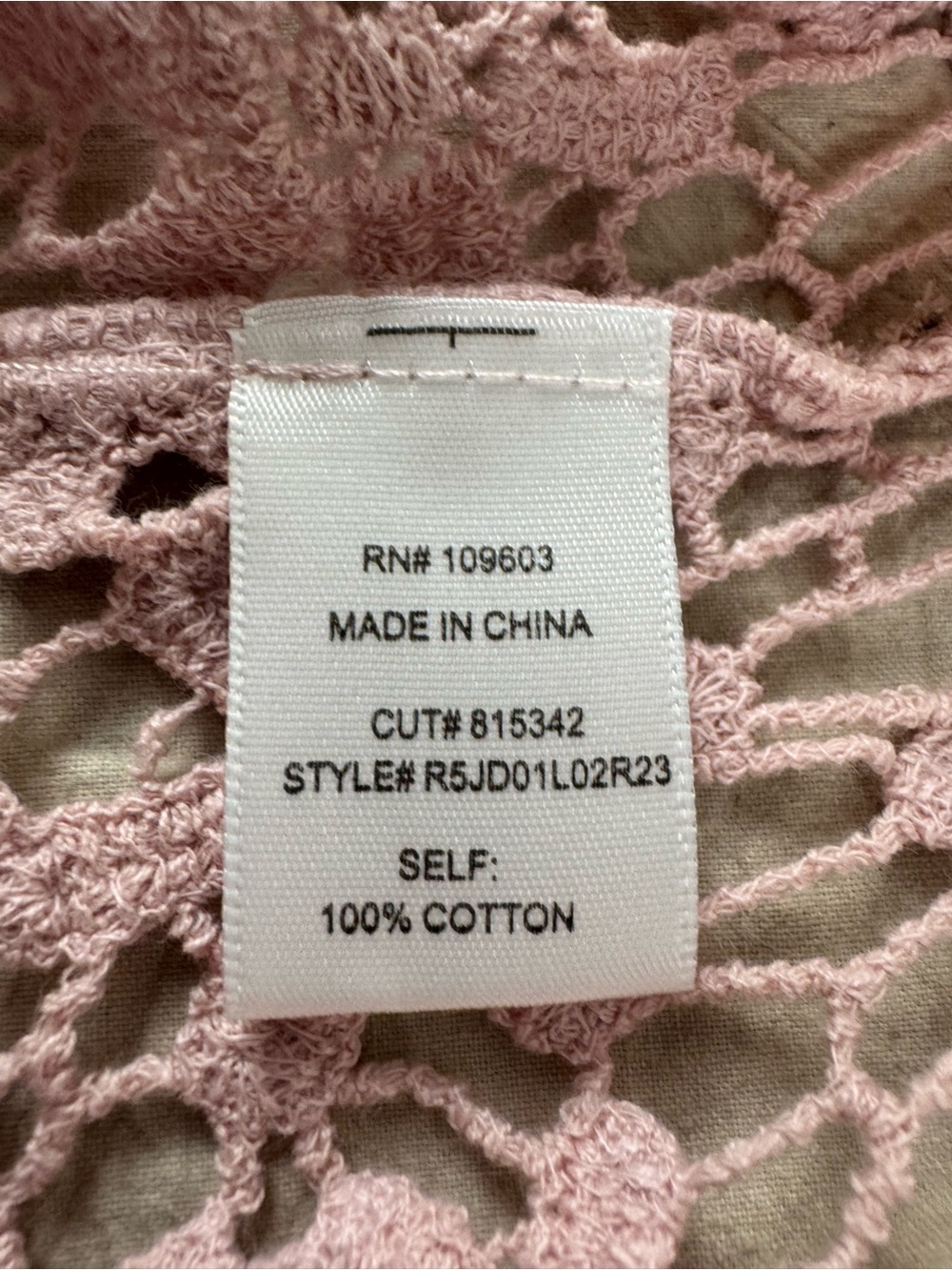 Rabbit Rabbit Rabbit Dusty Pink Crochet Open-Front Cardigan 1x - Picture 9 of 13